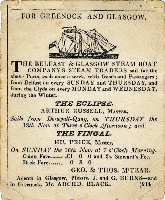 Advert from November 1828